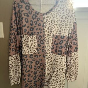 Over sized Leopard Print Long Sleeve Top